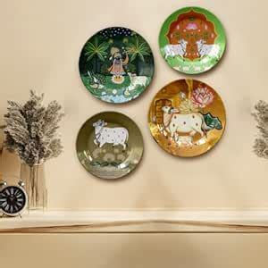 Buy JIKRAA® Indian Pichwai Art Ceramic Decorative Designer Wall Plate ...