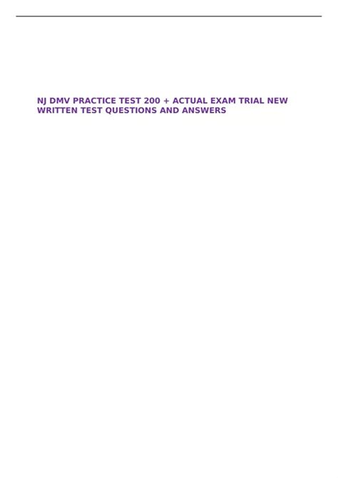 NJ DMV PRACTICE TEST 200 + ACTUAL EXAM TRIAL NEW WRITTEN TEST QUESTIONS ...