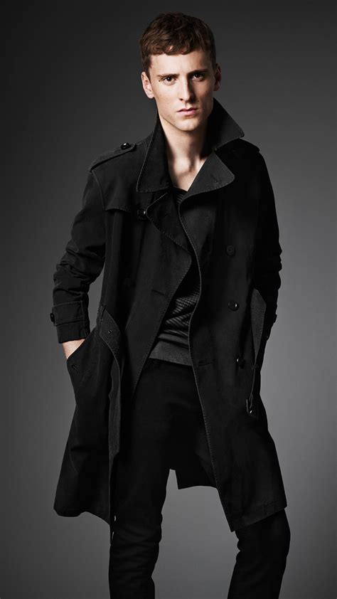 Lyst - Burberry Long Brushed Cotton Military Trench Coat in Black for Men
