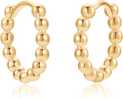 Amazon.com: EVERU 14k Gold Filled Huggie Hoop Earrings for Women ...