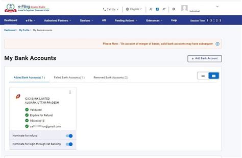 My Bank Account User Manual | Income Tax Department