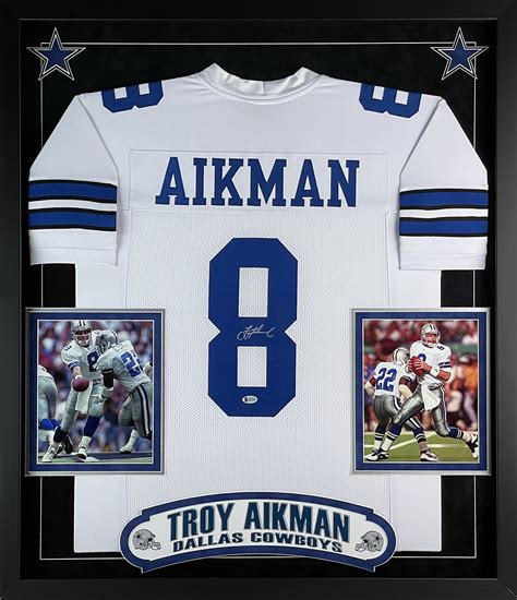 Troy Aikman Autographed White Dallas Cowboys Jersey Framed-7