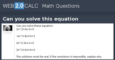 View question - Can you solve this equation