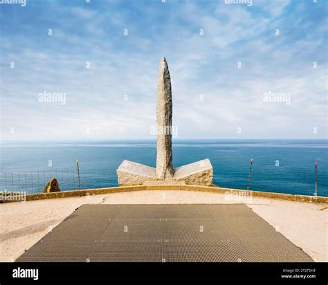 The Pointe du Hoc Ranger Monument is a granite monolith symbolising the ...