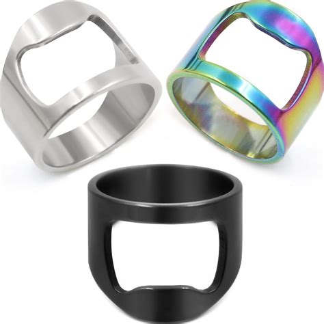 Amazon.com: GreatStyler Bottle Opener Rings for Men 3pcs - Beer Opener ...