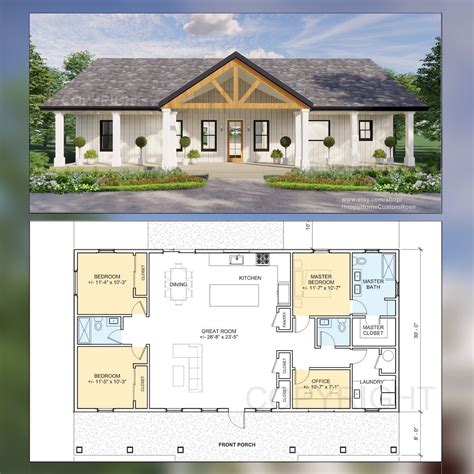 Harvest Farmstead Modern House Open Plan Design 60 X 30 3 Bed 2.5 Bath ...