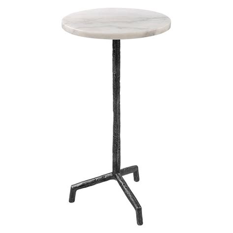 Puritan White Marble Drink Table | Mid-Century Style Accent Table