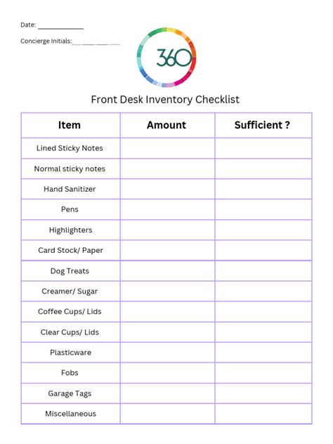 Inventory Checklist | PDF
