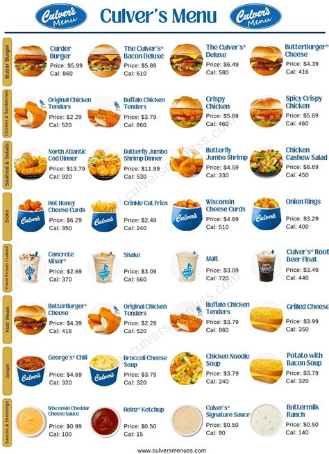 Culver's Menu With Prices 2026