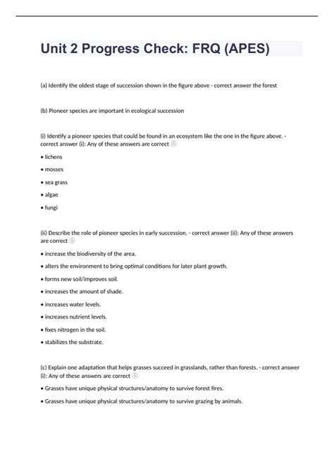 Unit 2 Progress Check: FRQ (APES)verified to pass 2023/2024 - Apes ...