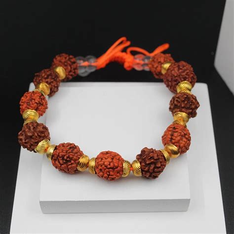 Natural Rudraksha Golden Cap Beads Bracelet – Dharmsaar