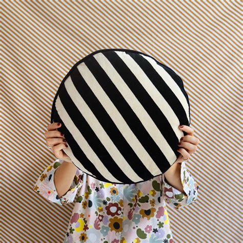 BLACK STRIPE VELVET ROUND CUSHION – CASTLE
