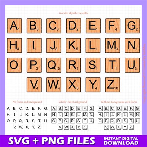Scrabble Letters Bundle Svg, Png, Scrabble Wooden Tiles Svg, Scrabble ...