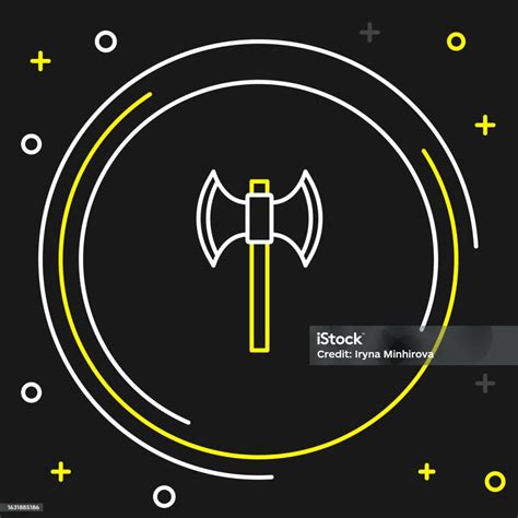 Ligne Icône De Hache Médiévale Isolée Sur Fond Noir Concept De Contour ...