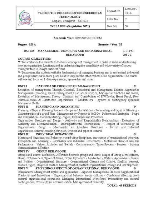 MCOB- Syllabus - ST’S COLLEGE OF ENGINEERING & TECHNOLOGY Elupatti ...