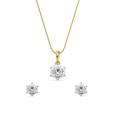 Portuguese Cut Solitaire Lab Grown Diamond Pendant Set | Emori