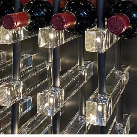 Modern Elegance: Acrylic and Metal Wine Racks with LED Lighting