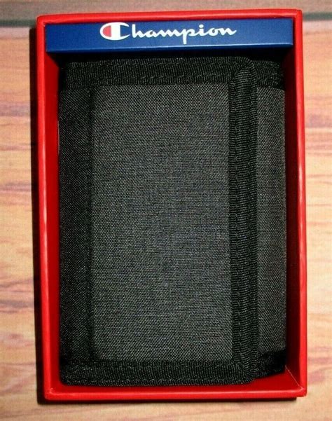 Mens Champion Black Dark Gray Trifold Wallet With | Ubuy India