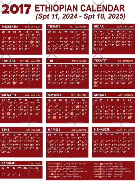 "2017 Ethiopian New Year Calendar Converter 2024/2025" Poster for Sale ...