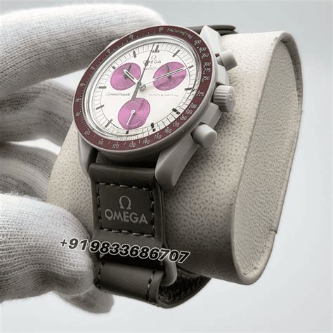 Omega Speedmaster Swatch Moonswatch Mission to Pluto Chronograph White ...