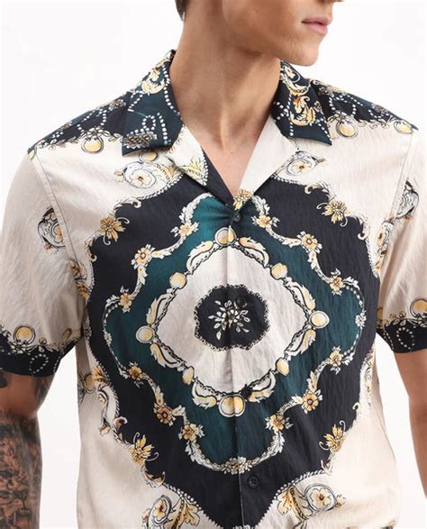 Buy Fovix - Off White Relaxed Fit Ornamental Print Shirt| Rare Rabbit