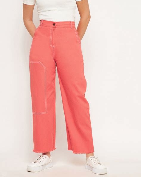 Buy WINERED High-Rise Flat-Front Trousers | AJIO
