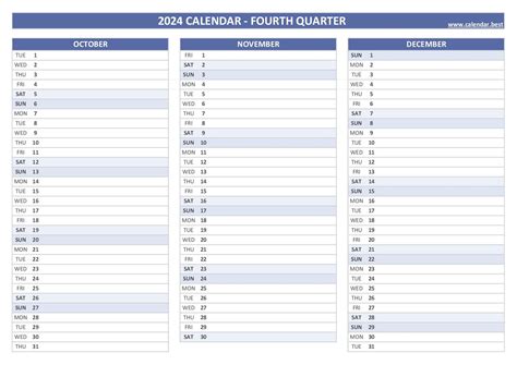 2024 quarterly calendar to print