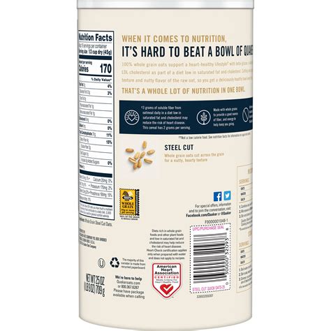 Quaker, Steel Cut Quick 3-Minute Oats, Microwave or Cook on Stovetop ...