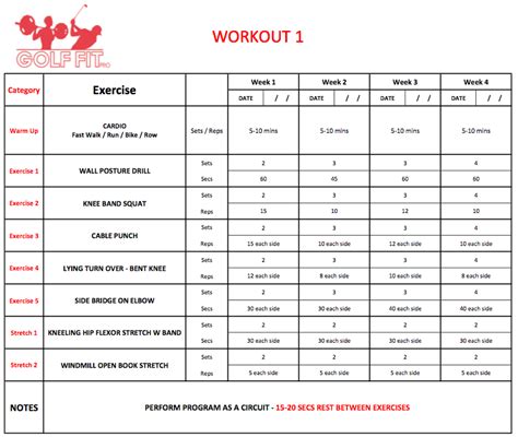 Golf Training Schedule 的图像结果
