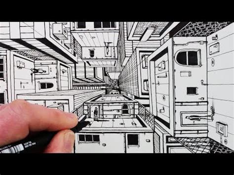 How To Draw 1-Point Perspective: Draw 3D Buildings Video Lecture ...