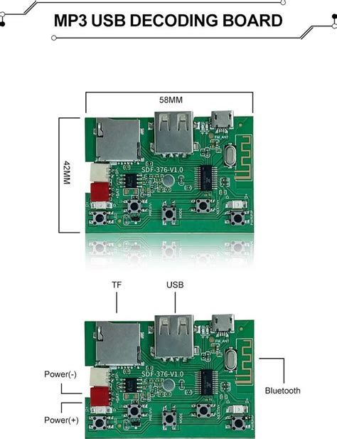 Vcare Speaker Board, 5V-12V Bluetooth Amplifier USB AUX Card Wireless ...