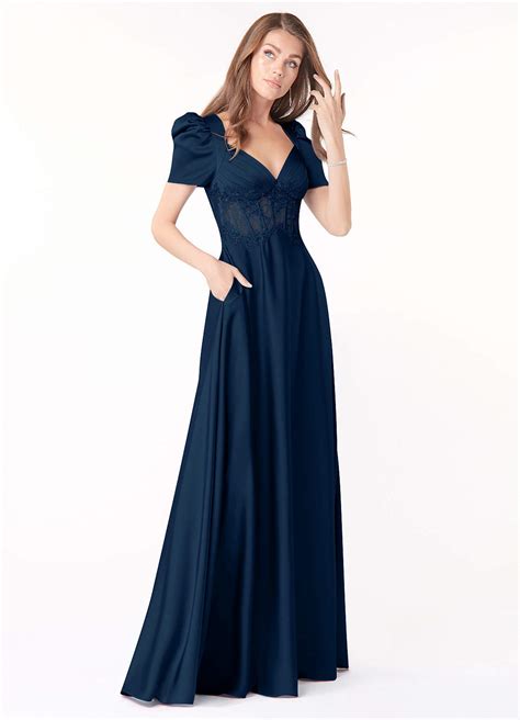 Dark Navy Azazie Sibyl Bridesmaid Dresses | Azazie