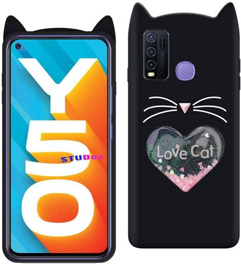 STUDOZ Back Cover for Vivo Y50 - Love Cat Heart Design | Ear Cat Kitty ...