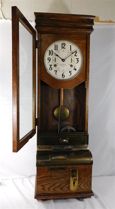 Antique International Time Recording Punch Card Wall Clock, Circa 1900 ...