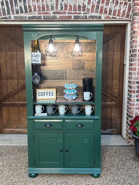 Hunter Green Coffee Bar, Beverage Cabinet, Broyhill Hutch, Coffee and ...