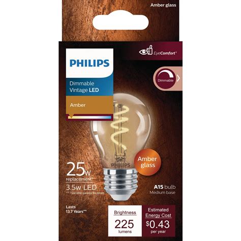 Philips EyeComfort 25W Equivalent Amber A15 Medium Dimmable Vintage LED ...