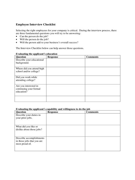 Job Interview Checklist Template 的图像结果