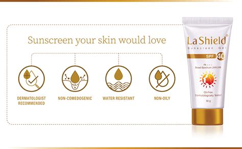 La Shield, SPF 40+ and Pa+++ Anti Acne Sunscreen Gel, Unscented, 50 g ...