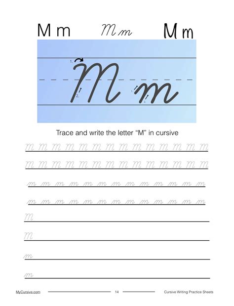 Cursive M: Full Tutorial and Worksheet