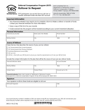 Fillable Online drs wa Deferred Compensation Program (DCP) Rollover In ...