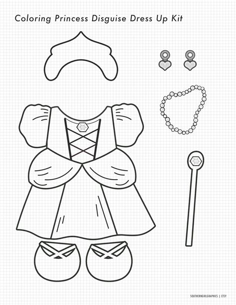 Coloring Turkey Disguise: Princess Dress Up Kit (PDF) | Turkey disguise ...