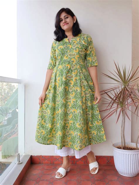 Azalea Pink Sanganeri Hand Block Cotton Kurta | Pure Cotton Handcrafted ...