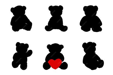 Premium Vector | Set of silhouettes of teddy bears vector design