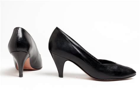80s Black High Heels | Vintage Pumps | Black Leather Heels | Women's ...