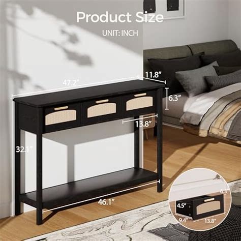 FONTOI Entryway Table with 3 Rattan Drawers, Console Table India | Ubuy