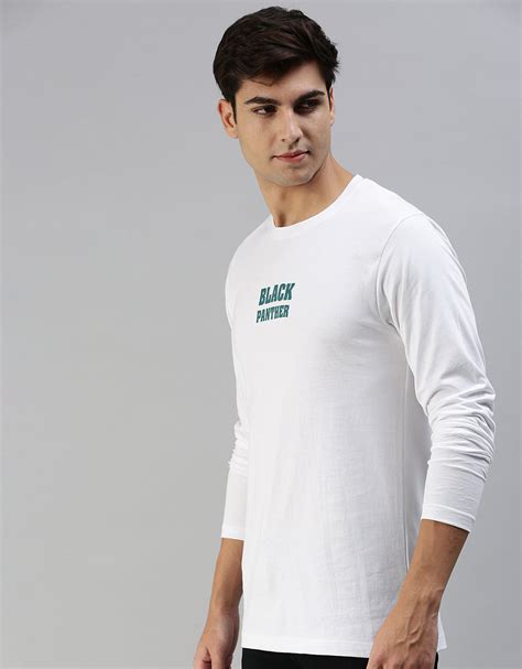 BLACK PANTHER White Back Typographic Printed Full Sleeve T-shirt – Veirdo