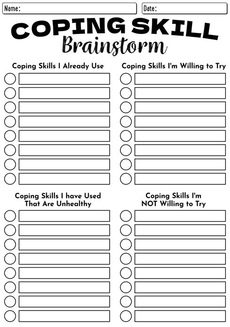 Free Printable Coping Skills Sheet