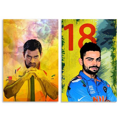 ZEBO TREND Combo Set of 2 Poster Virat Kohli Oil Paint & Captain MS ...