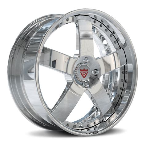 Custom 2-Piece Forged 5-Spoke Chrome & Blue Rims – RV-DF93 – RVRN WHEELS