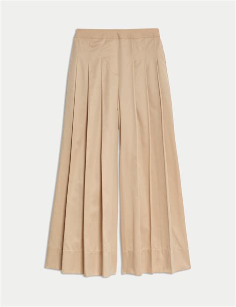 Pleat Front Super Wide Leg Trousers | Autograph | M&S